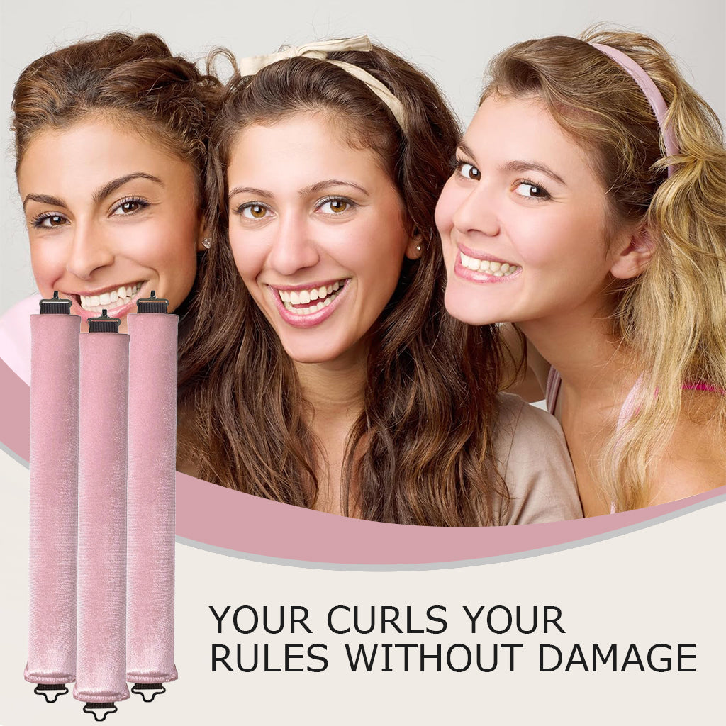 MAYCREATE 3pcs Heatless Overnight Hair Curlers, Hair Curlers to Sleep In Curlers Blowout, No Heat Curling Rods Set for Women with Headscarf and Hook for Long Hair, Pink MAYCREATE 3pcs Heatless Overnight Hair Curlers, Hair Curlers to Sleep In Curlers Blowout, No Heat Curling Rods Set for Women with Headscarf and Hook for Long Hair, Pink